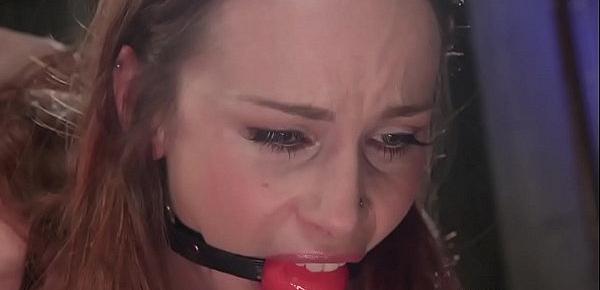  Gagged busty lesbian is ass whipped